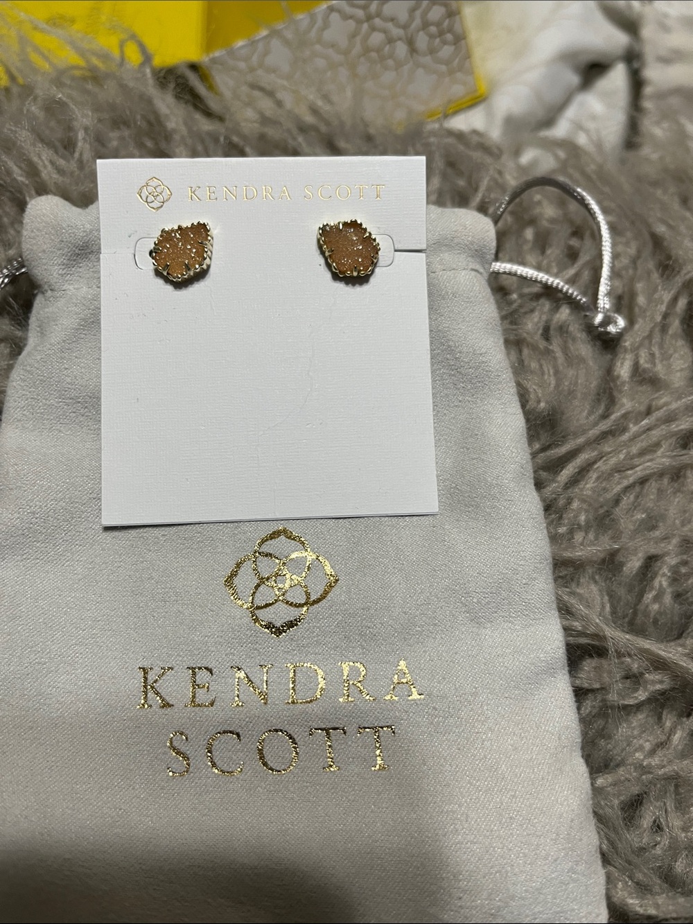 Kendra Scott Gold Amber Druzy Mini Stud Earrings